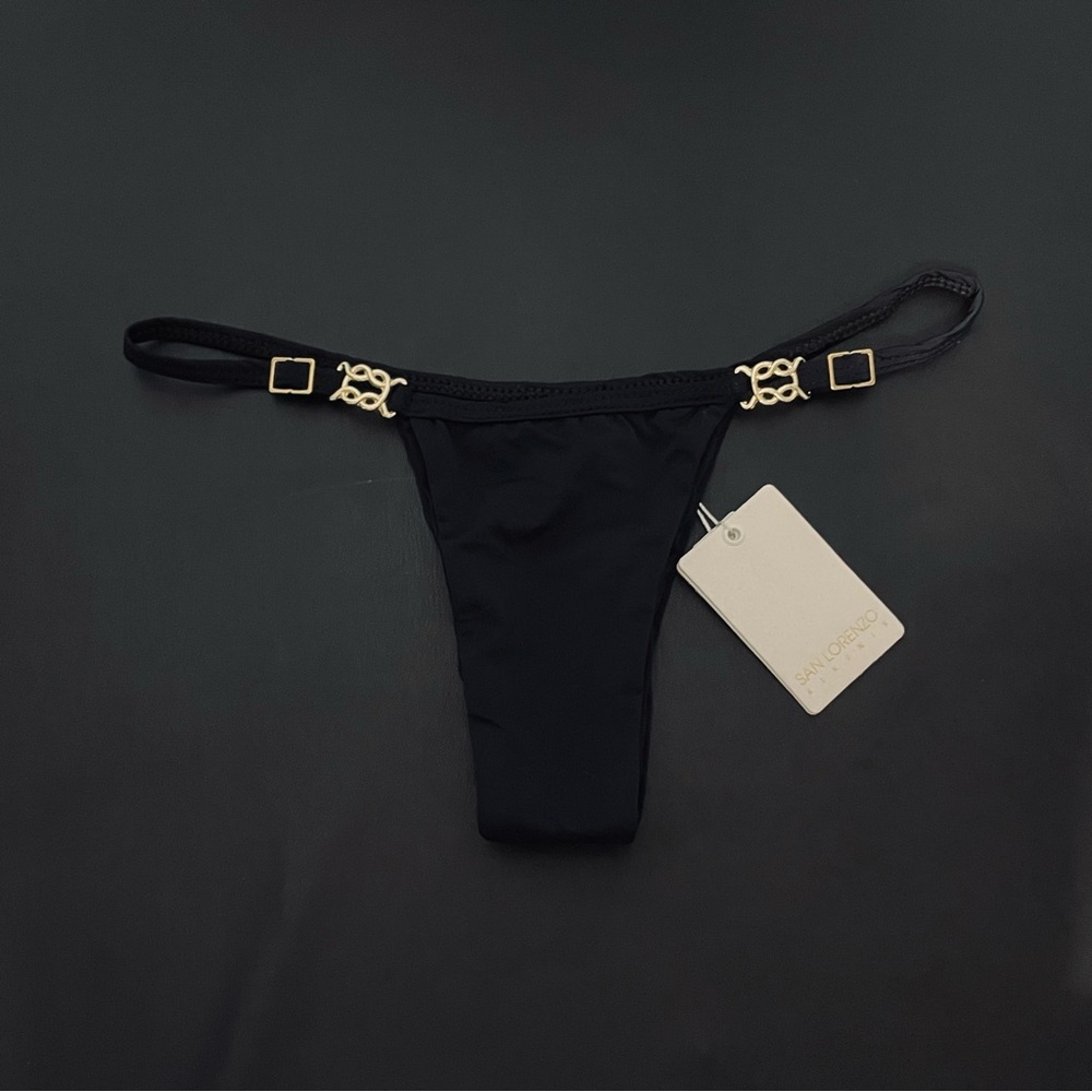 San Lorenzo Black Bikini Bottom with Gold Details - Picture 2 of 10